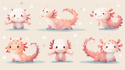 Naklejka premium a Sheet of Spot Illustrations for an App for Kids Showing cute characters African Elephantvarious cute African Elephanteach in a playful and adorable pose