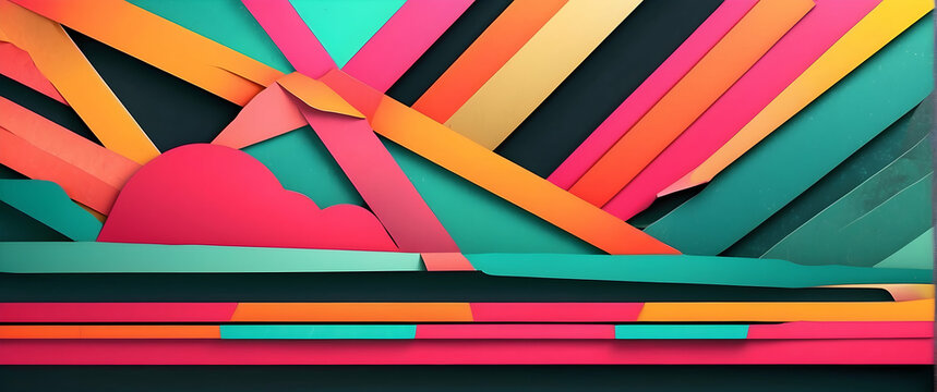 Abstract colorful geometric 3D paper shapes