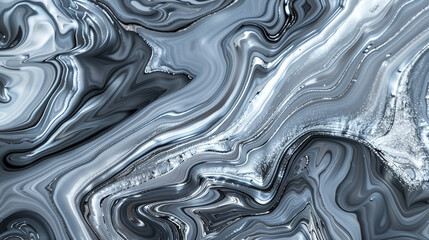 Art, painting- Natural gray color: metallic, silver, steel, iron. Trendy artwork. Swirls of marble and the ripples of agate. Natural pattern, mixed paints, luxurious beauty.