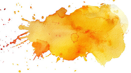 Color, yellow - orange splash watercolor hand painted isolated on white background, artistic decoration or background