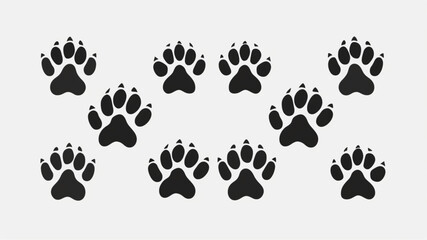 Step tracks animal trails. Animals paw footprint, pet trace footstep, walking cat step, bird trail feet, dog print, silhouette pawprints 3D