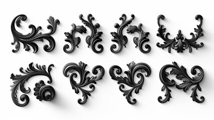 Swirl ornament. Filigree flourish twirl, vintage line divider frame calligraphy element. Ornate baroque floral border, antique swirl decor.