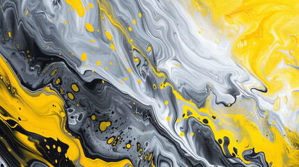 Grey and Yellow Abstract Art Painting