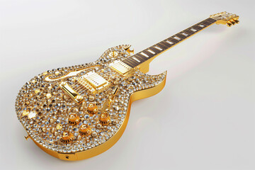 Luxurious Gold and Diamond Encrusted Guitar