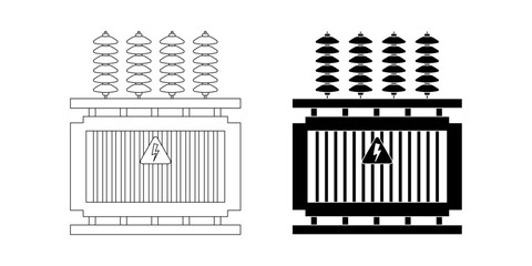 Electric transformer icon set isolated on white background