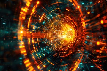 Obraz premium abstract algorithmic patterns Quantum computing core 