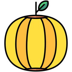 pumpkin lineal multi color icon, related to thanksgiving theme.