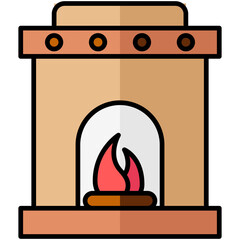 chimney lineal multi color icon, related to thanksgiving theme.