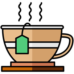 tea lineal multi color icon, related to thanksgiving theme.