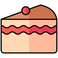 piece of cake lineal multi color icon, related to thanksgiving theme.