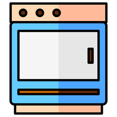 oven lineal multi color icon, related to thanksgiving theme.