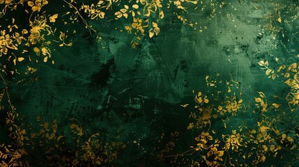Dark Green Gold Background