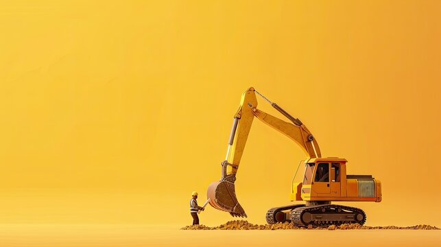 backhoe with construction man