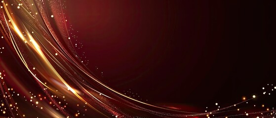 Obraz premium Abstract elegant dark red background with golden line and lighting effect