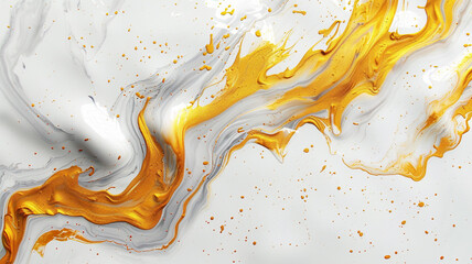 Abstract artistic background. Jazz white, marble, golden brushstrokes. Textured background. Oil on...