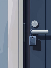 Simple modern colorful illustration of door and handle.