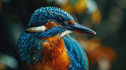 Explore the realm of the kingfisher where its intelligent eyes and colorful feathers enchant admirers personifying the beauty and flexibility of the natural world