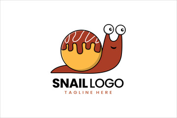 Flat modern simple takoyaki snail logo template icon symbol vector design illustration