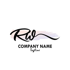 RW Watercolor Initial Logo Design Vector