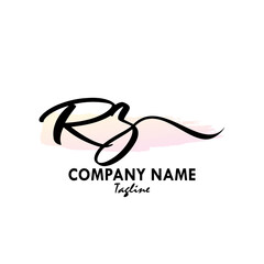 RZ Watercolor Initial Logo Design Vector