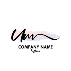 UM Watercolor Initial Logo Design Vector
