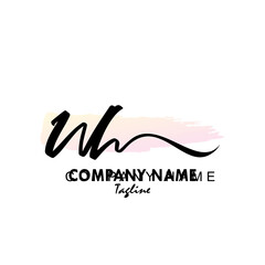 WH Watercolor Initial Logo Design Vector