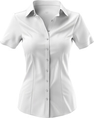 Elegant white short-sleeve women's shirt isolated.