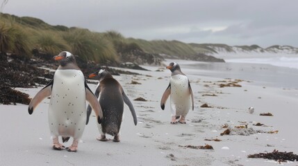 Gentoo penguins spotted at Bertha s beach in the Falkland Islands
