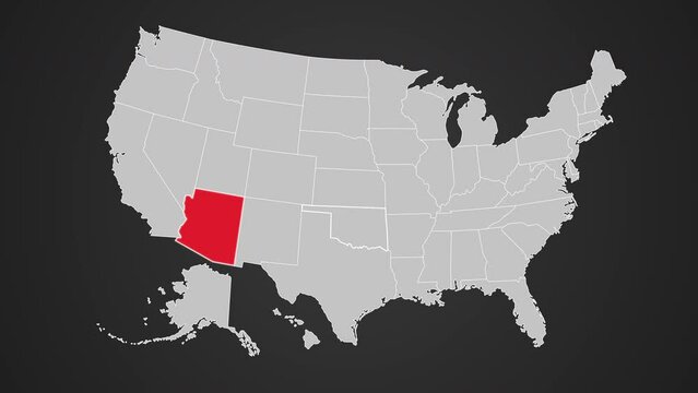 Arizona blinking red USA map motion graphics animation