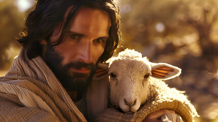 Jesus Christ with sheep