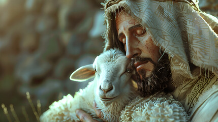 Jesus Christ with sheep