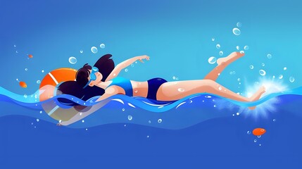 Obraz na płótnie Canvas Invigorating Aqua Aerobics: Camaraderie and Vibrant Bathing Suits