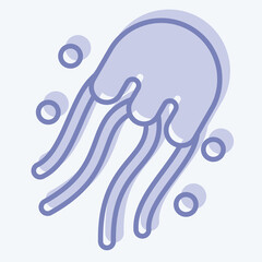 Icon Jelly Fish. related to Seafood symbol. two tone style. simple design illustration