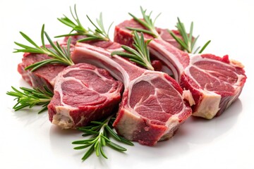 Butcher Meat Products on White Background

