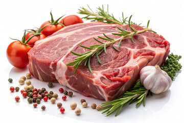 Butcher Meat Products on White Background

