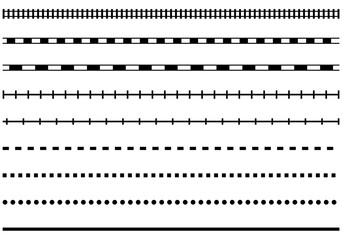 様々な形の線路風マークのベクターイラストセット