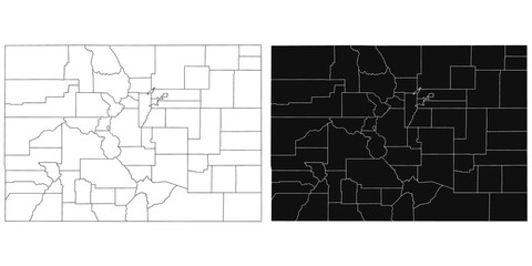 Colorado administrative map, Colorado outline and solid map set - illustration version
