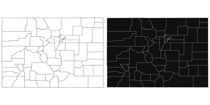 Colorado administrative map, Colorado outline and solid map set - illustration version