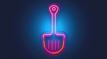 A neon sign of a spatula with a neon pink handle