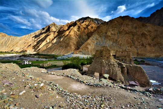 Impressive rock formations of the Markha valley (Leh district, Ladakh, India)