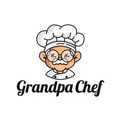 grandpa chef logo mascot illustration