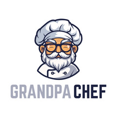 grandpa chef logo mascot illustration