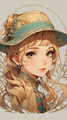かわいい帽子の少女　AI画像　ジェネレーティブAI