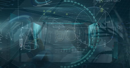 Image of data processing over black background