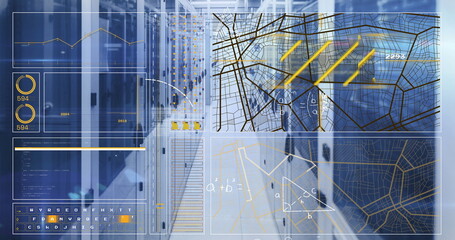 Image of connections and data processing over computer servers