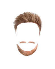 Male hairstyle with beard and mustache isolated on white