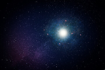 Shiny galaxy and stars in celestial cosmos