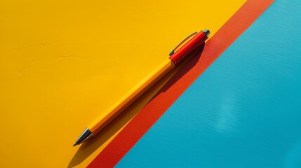 Close-up of minimalist writing tools positioned on a vivid background, highlighting the contrast in color and simplicity