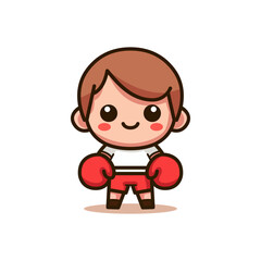 cute boy boxer cartoon character vector illustration template design. boxing sport athlete.