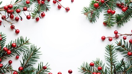 Isolated white background with a green Christmas frame